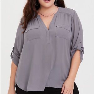 TORRID Grey Harper blouse